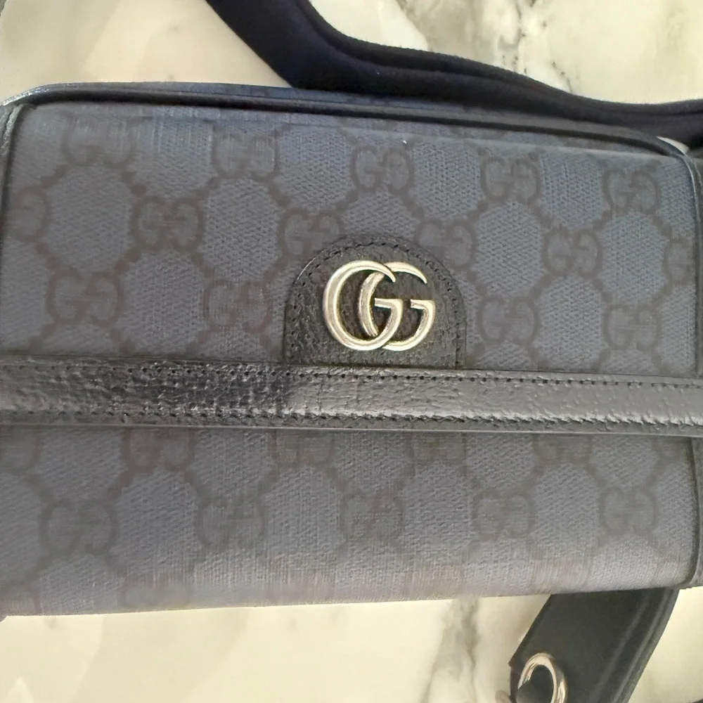 GUCCI GG MINI‎ SHOULDER BAG GG SUPREME/SILVER HARDWARE 746308, Blue Canvas